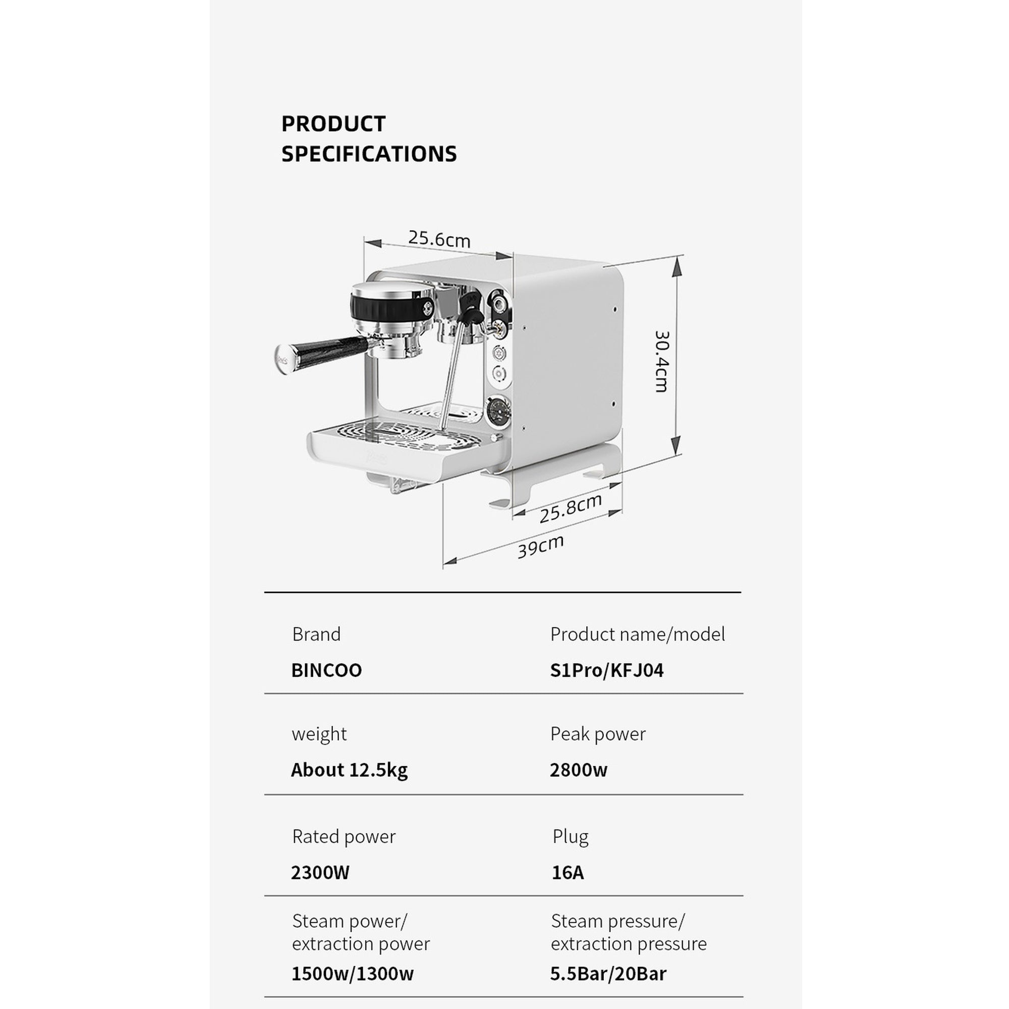 Bincoo S1 Pro Semiautomatic Espresso Machine